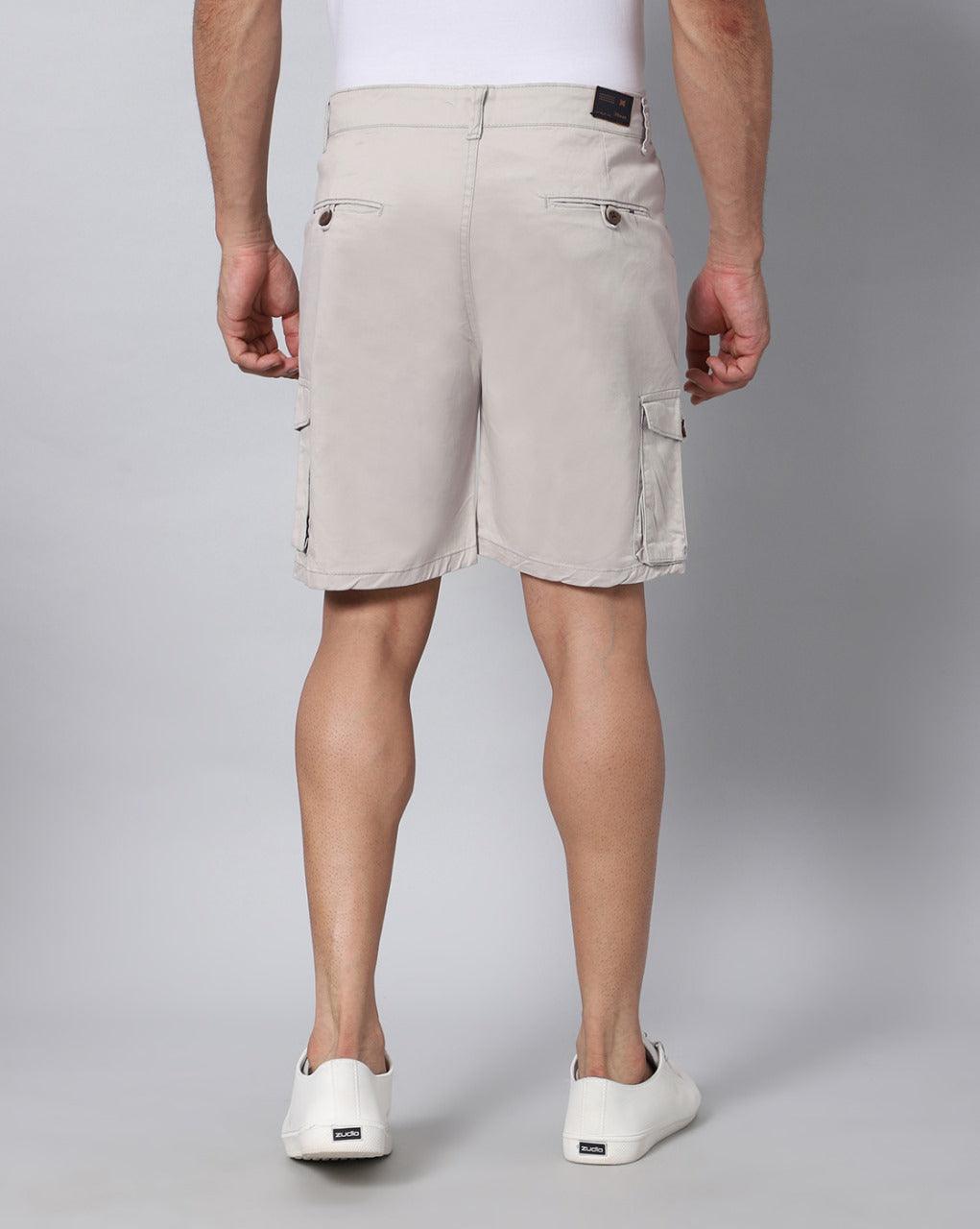 Six Pocket Beige Cargo Shorts