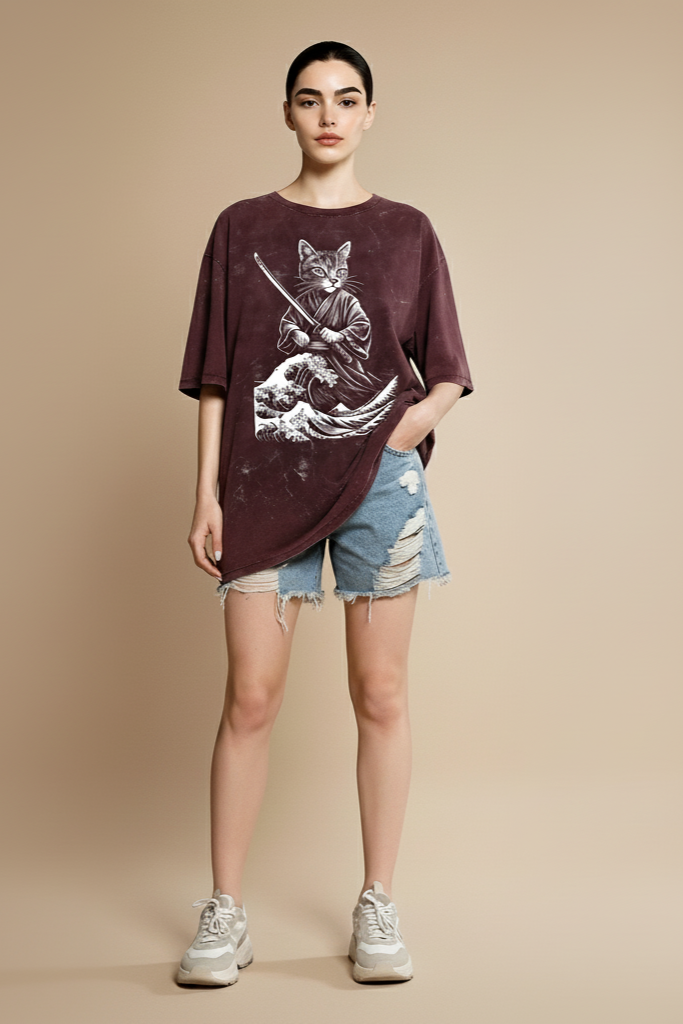 SAMURAI CAT OVERSIZED T-SHIRT – PREMIUM COTTON