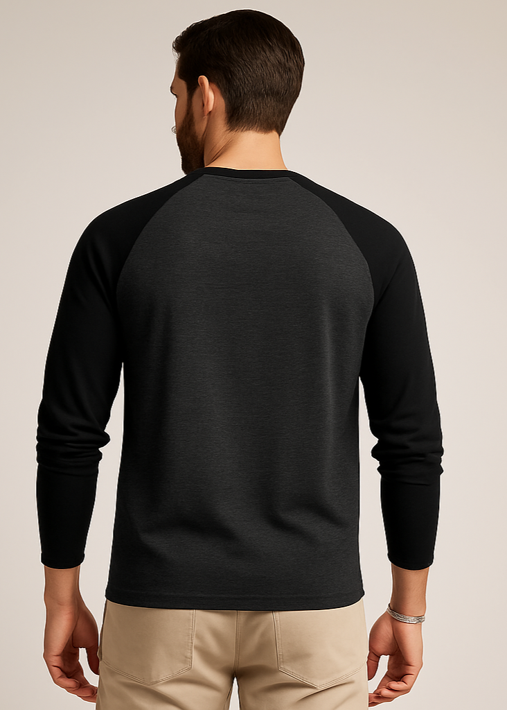 Black Charcoal Melange Raglan Back Exact