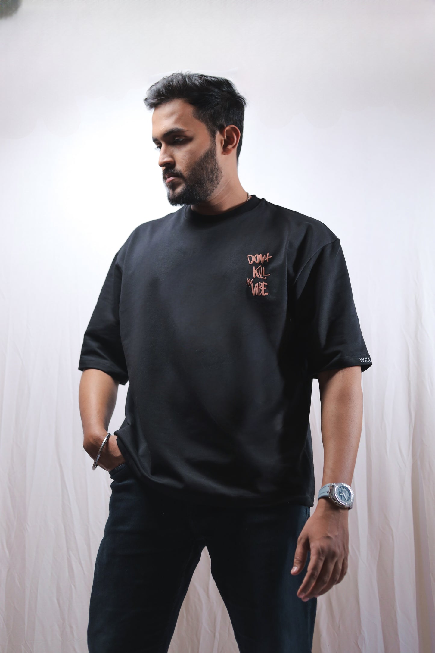 Don't Kill My Vibe Black Oversized T-shirt