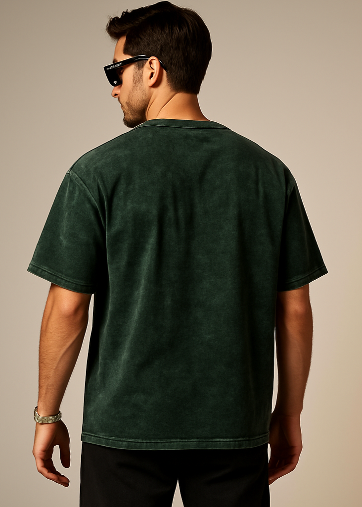 Bottle Green Acid Washed Back