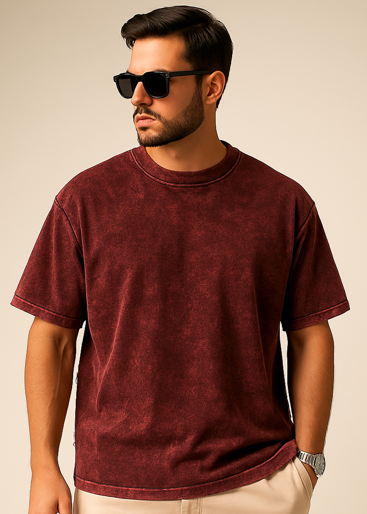 Maroon Acid Washed Front