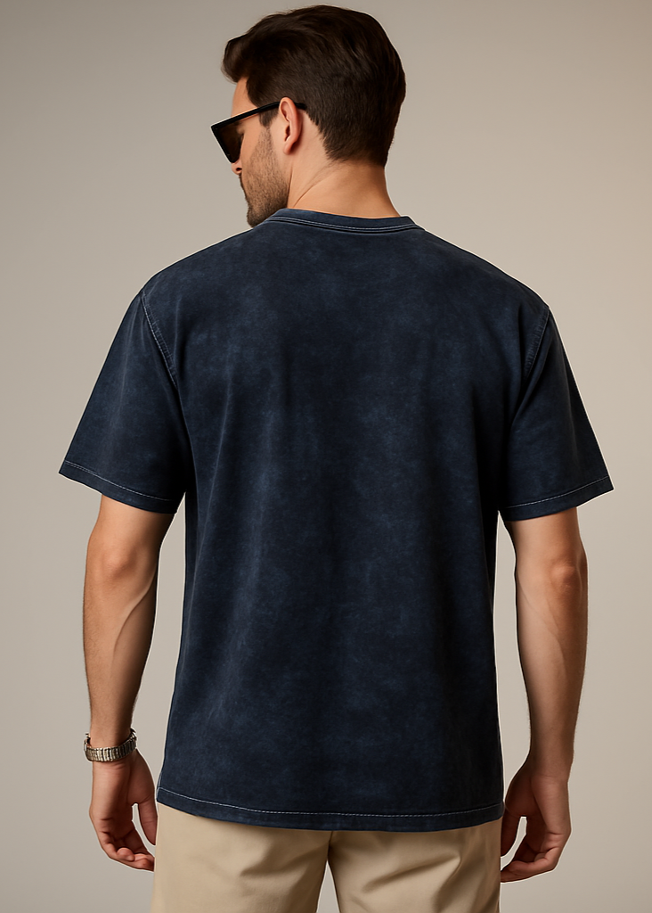 Navy Blue Acid Washed Back