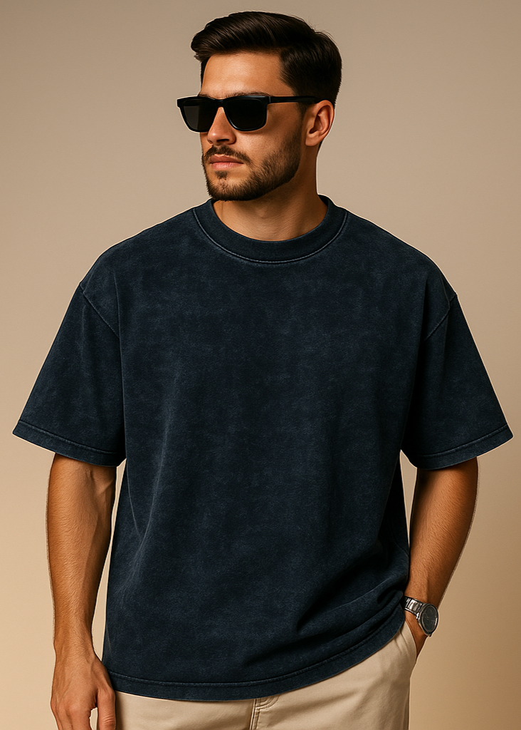 Navy Blue Acid Washed Front