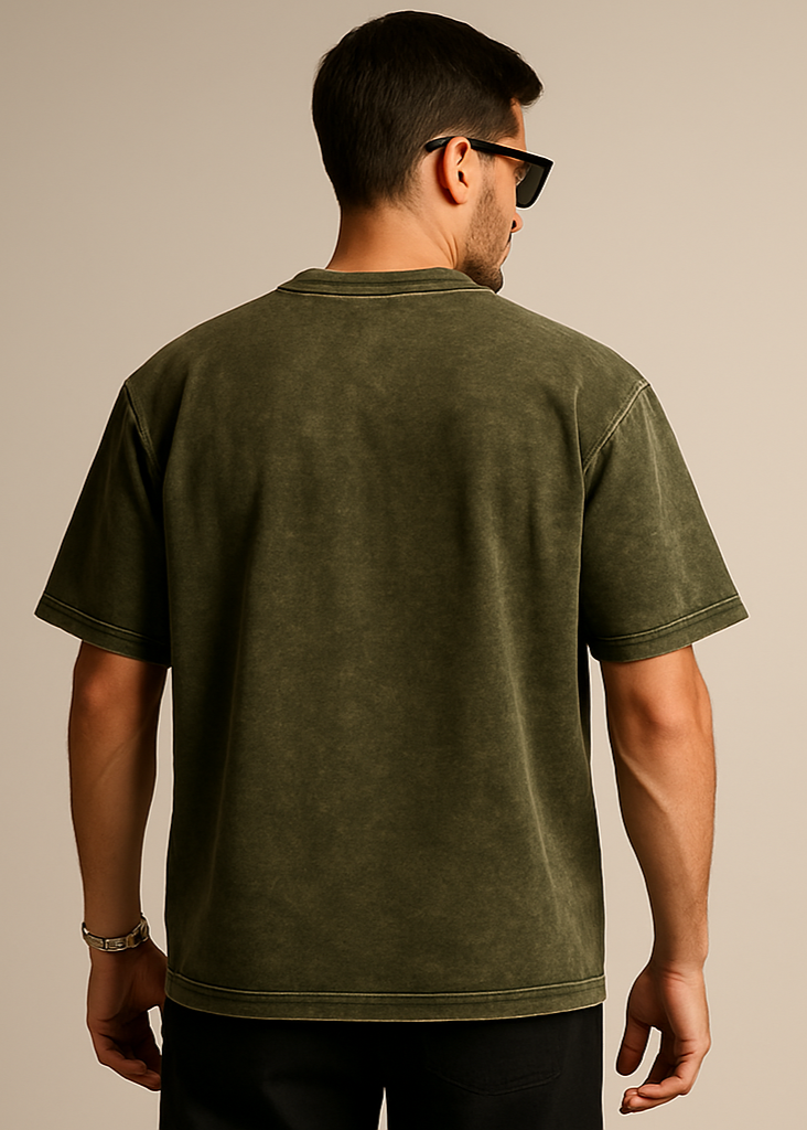 Olive Green Acid Washed Back