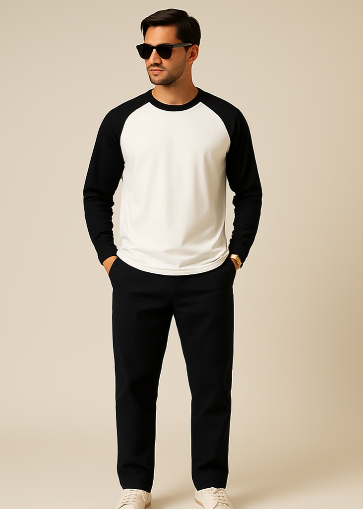 White Black Raglan Full Body Exact