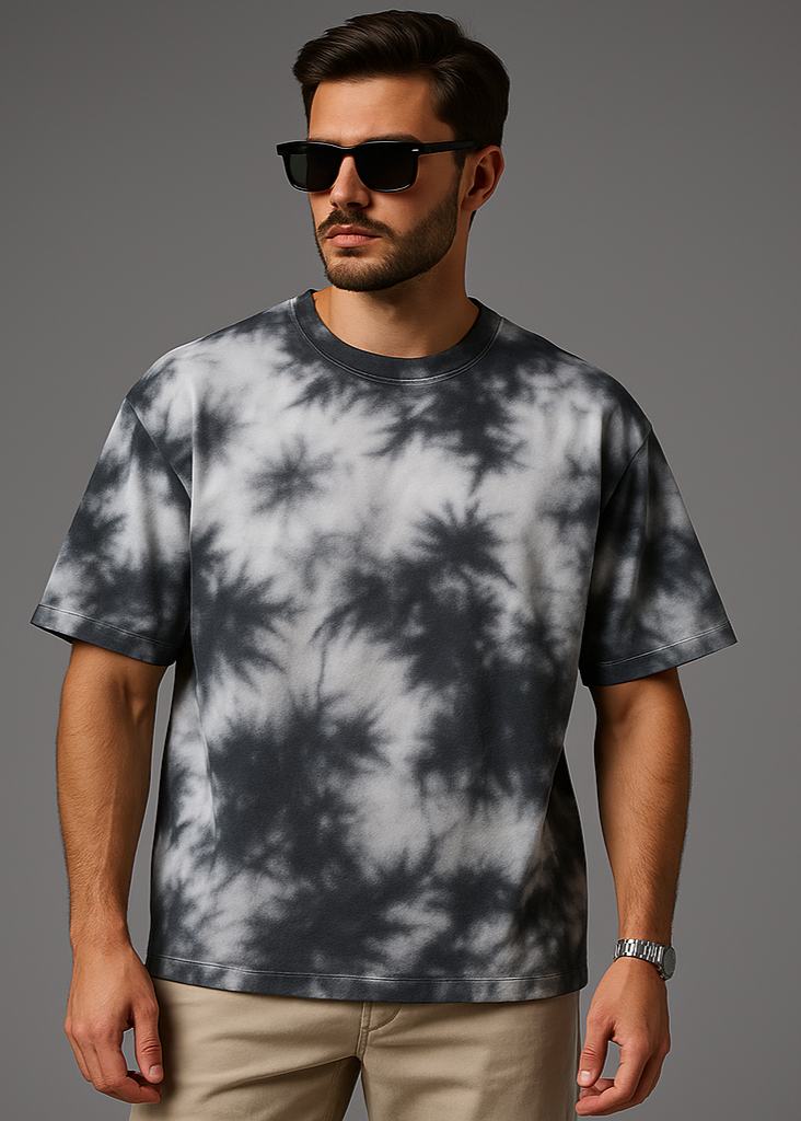 White Black Tie Dye Studio Front Exact