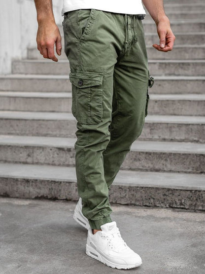Olive Green Multi Pocket Cargo With Grip