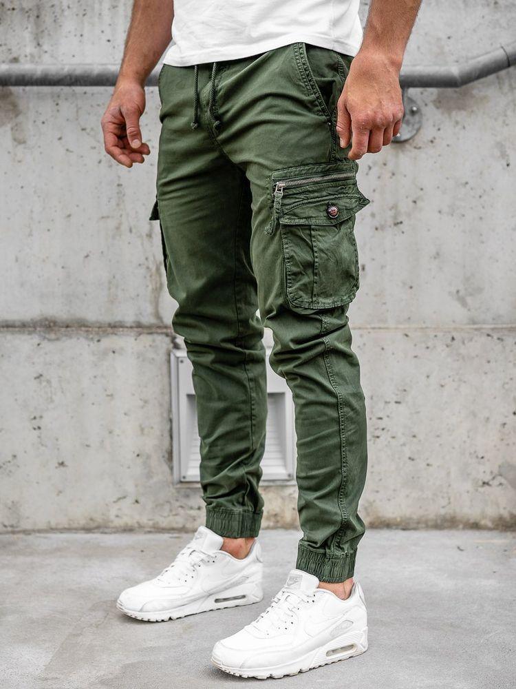 Olive Green Multi Pocket Cargo With Grip