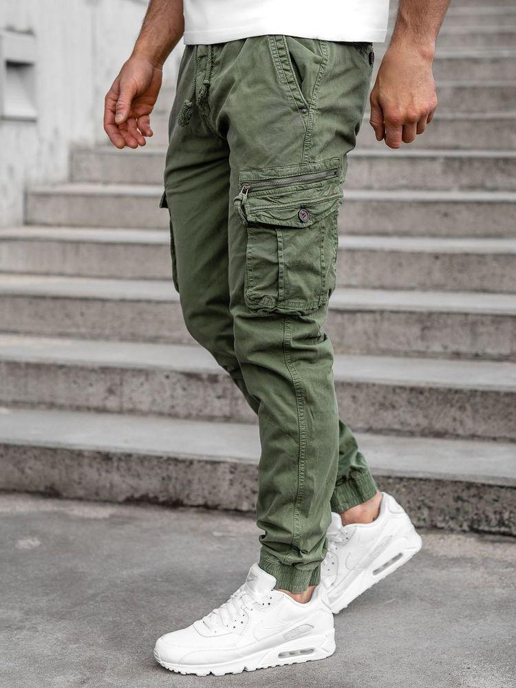Olive Green Multi Pocket Cargo With Grip